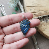 Anatomical Heart Necklace, Labradorite, Floral,