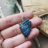 Anatomical Heart Necklace, Labradorite, Floral,