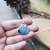 Polar Bear Necklace, Blue Opal