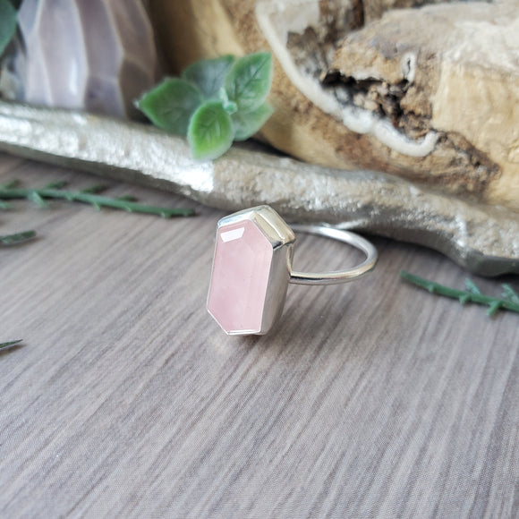 Rose Quartz Ring, Hexagon