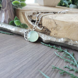 Floral Moon Necklace, Aqua Chalcedony