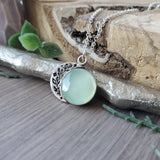 Floral Moon Necklace, Aqua Chalcedony