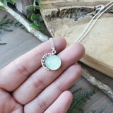 Floral Moon Necklace, Aqua Chalcedony