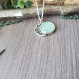 Floral Moon Necklace, Aqua Chalcedony