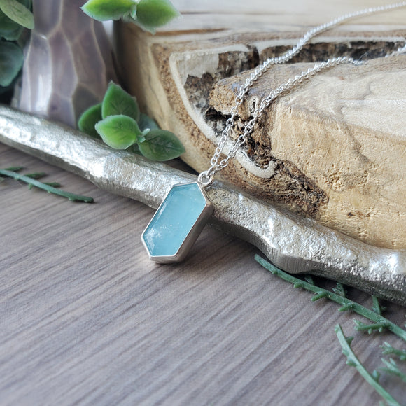 Aquamarine Necklace, Hexagon