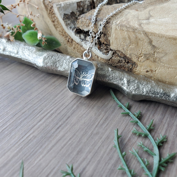 Luna Moth Necklace, Emerald Shape