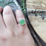 Moss Kyanite Ring, Hexagon, Green