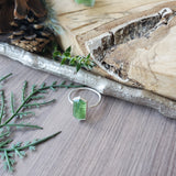 Moss Kyanite Ring, Long Hexagon