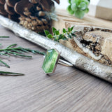 Moss Kyanite Ring, Long Hexagon