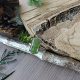 Moss Kyanite Ring, Long Hexagon