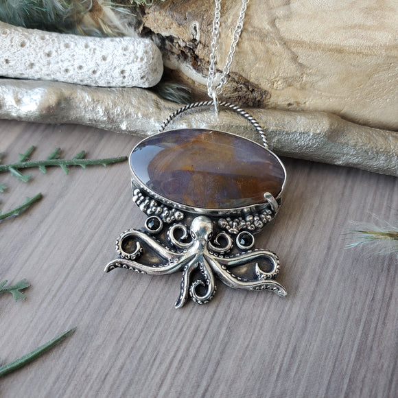 Purple Agate Necklace, Octopus