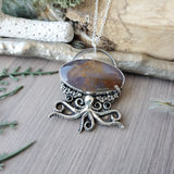 Purple Agate Necklace, Octopus