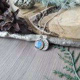 Floral Moon Necklace, Labradorite