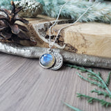 Floral Moon Necklace, Labradorite