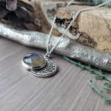 Floral Moon Necklace, Labradorite