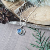 Floral Moon Necklace, Labradorite