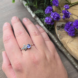 Tanzanite Ring, Leaves, 6mm