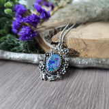 Sterling Opal Necklace, Floral