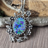 Sterling Opal Necklace, Floral