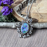 Sterling Opal Necklace, Floral