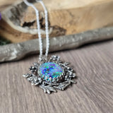 Sterling Opal Necklace, Floral