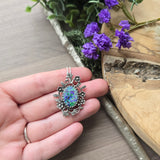 Sterling Opal Necklace, Floral