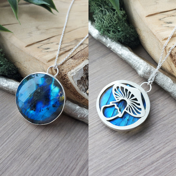 Labradorite Necklace, Mushroom