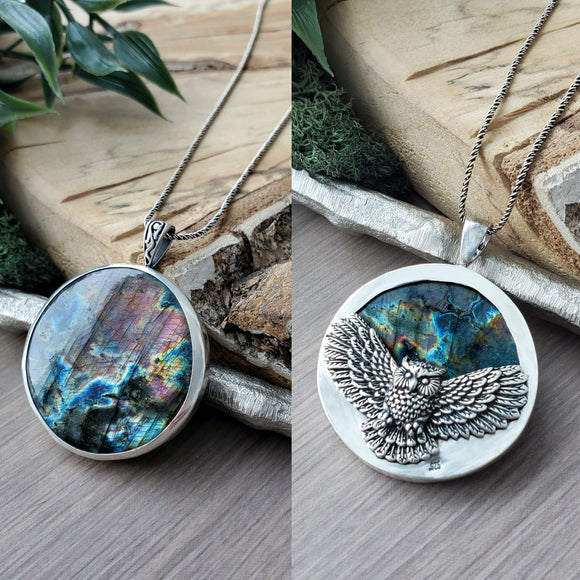 Labradorite Necklace, Owl