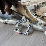 Family Necklace, Floral Wreath