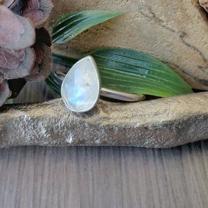 Moonstone Ring, Tear Drop, Faceted