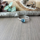 London Blue Topaz Ring, Faceted, 6mm