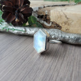 Moonstone Ring, Long Hexagon