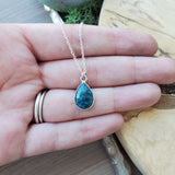 Chrysocolla Necklace, Faceted, Teardrop