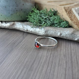 Garnet Ring, Faceted, Round, 5mm