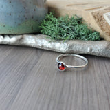 Garnet Ring, Faceted, Round, 5mm