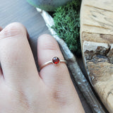 Garnet Ring, Faceted, Round, 5mm
