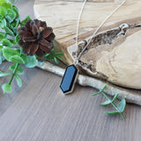 Onyx Necklace, Faceted, Long Hexagon