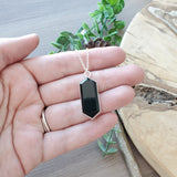 Onyx Necklace, Faceted, Long Hexagon