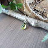 Peridot Necklace, Tear Drop, Faceted
