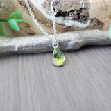 Peridot Necklace, Tear Drop, Faceted