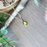 Peridot Necklace, Tear Drop, Faceted