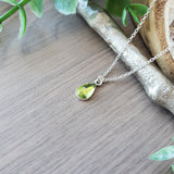 Peridot Necklace, Tear Drop, Faceted