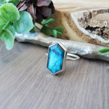 Labradorite Ring, Long Hexagon