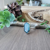 Labradorite Ring, Long Hexagon