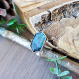 Labradorite Ring, Long Hexagon