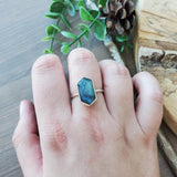 Labradorite Ring, Long Hexagon