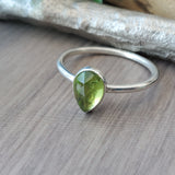 Peridot Ring, Tear Drop, Faceted