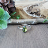 Peridot Ring, Tear Drop, Faceted