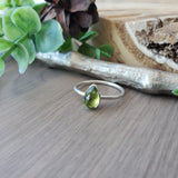 Peridot Ring, Tear Drop, Faceted