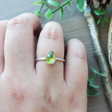 Peridot Ring, Tear Drop, Faceted